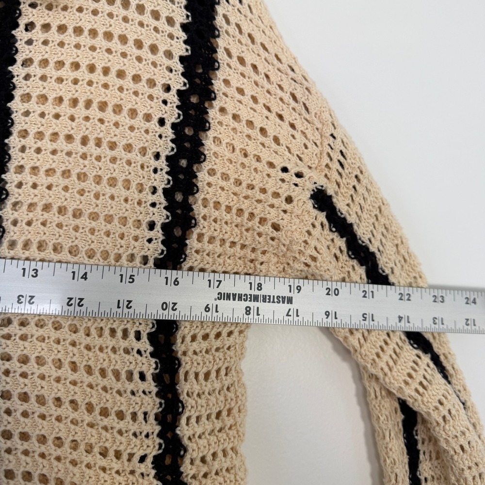 Monrow $225 Striped Organic Cotton Open Knit Crochet Cardigan Size Small - Picture 10 of 10